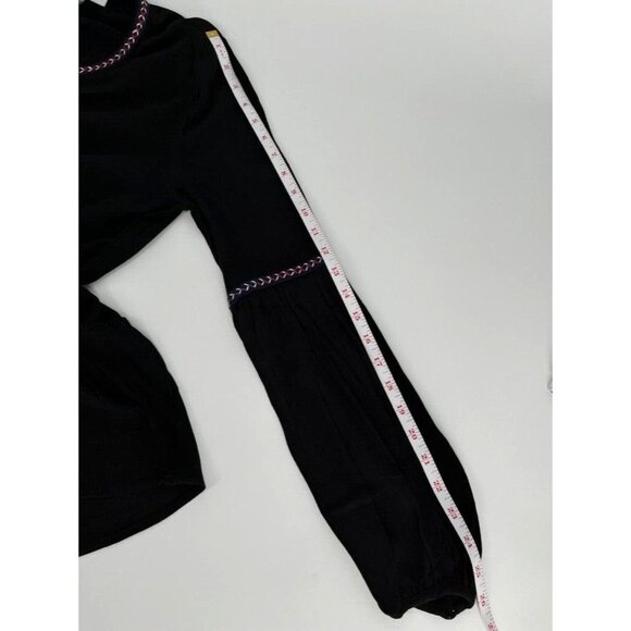 RO&DE Ladies Embroidered Tunic Size Small Black Long Sleeve Tie Neck - Picture 7 of 10